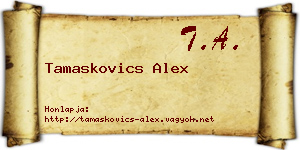 Tamaskovics Alex névjegykártya